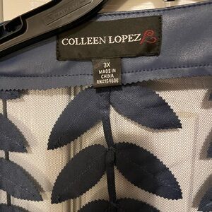 Colleen Lopez Navy Leaf Pattern sheet jacket